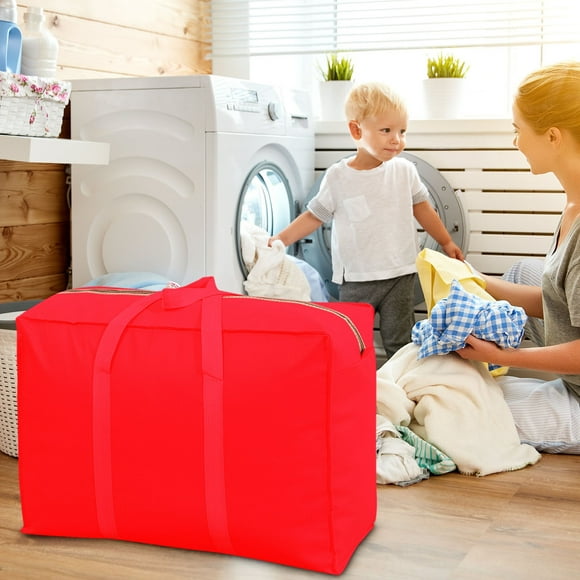 Bolsa de lona para viajes y almacenamiento, bolsa grande de tela no tejida con asas, resistente al agua y al desgarro para ropa y ropa de cama, organizador que ahorra espacio para mudanzas,