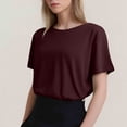 thumbnail image 3 of T-shirt Mode Femme Col Rond Grande Taille Manches Courtes Couleur Unie avec Tissu Doux et Respirant, 3 of 5