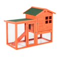thumbnail image 1 of PawHut Wooden Rabbit Hutch, Weatherproof with Screened Run, Red 48", 1 of 10