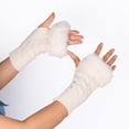 thumbnail image 5 of Ruanlalo Gloves,1 Pair Knitted Gloves Fingerless Plush Splicing Elastic Comfortable Anti-fade Daily Wear Safe Half-finger Computer Gloves Autumn Accessories, 5 of 6