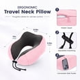 thumbnail image 2 of ode to thee 2-Pack Memory Foam Airplane Travel Neck Pillows, Black&Pink, 2 of 5
