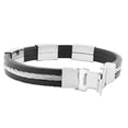 thumbnail image 2 of Stainless Steel Black Rubber Silicone Two-Tone Men's Bracelet, 2 of 3
