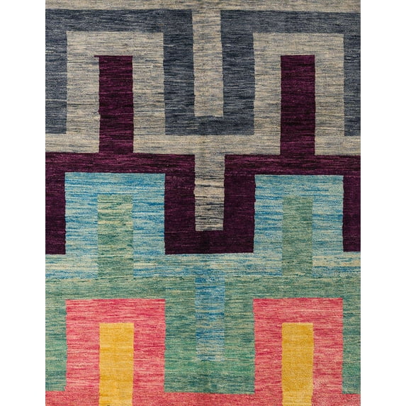 Ahgly Company Indoor Rectangle Abstract Maroon Purple Abstract Area Rugs, 2' x 5'