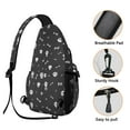 thumbnail image 3 of Sling Backpack,Halloween White Skulls and Bones Sling Bag with Water Bottle Holder,Waterproof Sling Bag for Men/Women with Headphone Jack for Hiking,Travel, 3 of 6