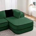 thumbnail image 4 of YIYADO 106 Inch Teddy Cloth Assembly-Free 32D Boneless Sofa, Contrast Color Design, Fluffy and Comfortable Sofa with L Shape Recliner, Living Room, Green, 4 of 5