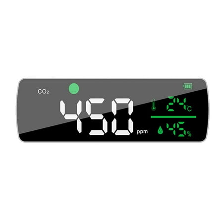 

Tomshine Desktop Wall Mounted Air Quality Monitor 11.2-inch Digital 3 in 1 Indoor Outdoor Humidity CO2 Alarm Detector Rechargeable Carbon Dioxide Tester Mirror Surface for Room Office Greenhouse Wa
