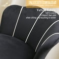 thumbnail image 4 of XINMICS Velvet Vanity Chair with Cushion, Black Swivel Desk Chair with Wheels, 4 of 7