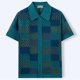 thumbnail image 5 of Ceisia Men's Summer Color Block Checkerboard Open Knit Short Sleeve Button Down Cardigan Green XL Gifts, 5 of 9