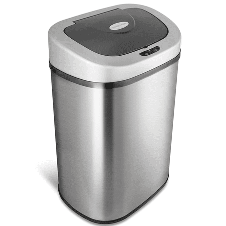 NINE STARS AUTOMATIC TRASH CAN, 21 GALLON STAINLESS STEEL, MOTION SENSOR HANDS FREE SOFT CLOSE LID GARBAGE BIN, SILVER