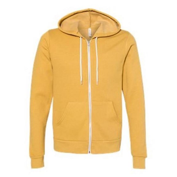 Unisex Sponge Fleece Full-Zip Hoodie, Heather Mustard - Large