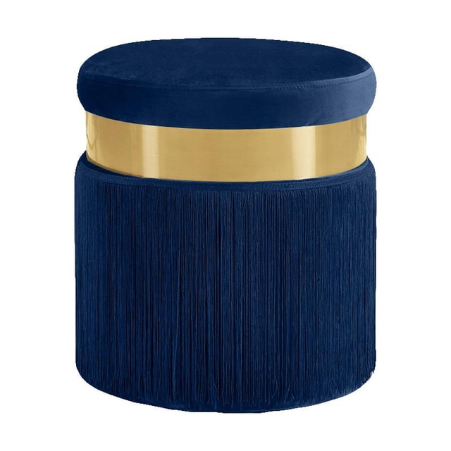 Meridian Furniture Yasmine Contemporary Velvet Ottoman/Stool in Navy