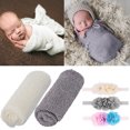 thumbnail image 2 of Coofit 2 Pcs Emmaillotage Bébé Mode Coton Extensible Accessoire Photo Bébé avec 3 Bandeau, 2 of 10