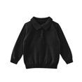 thumbnail image 3 of Boys Girls Basic Long Sleeve Sweater Kids' Fall Winter Collared Knit Pullover Top with Buttons, Solid Color Warm Layering Wear 2-10Y, 3 of 6
