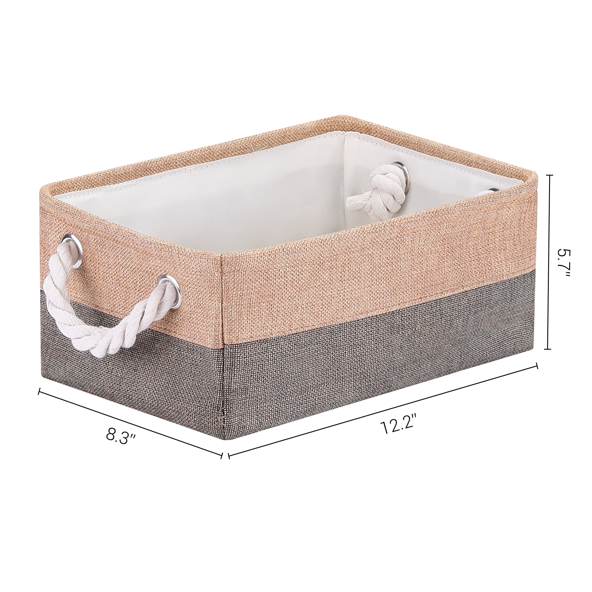 Unique Bargains Storage Bin with Handle Fabric Cube Coffee/Brown 12.5*8.5*5in