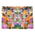 thumbnail image 7 of Yayeee Kitchen Curtains Tier Pair Light Filtering 27"x36" Rod Pocket Short Cafe Window Panel, Purple Cityscape Painting, 7 of 7