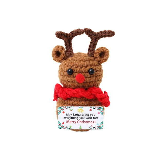 EZLIFE Familia de muñecos de nieve cálidos y acogedores, tejidos a mano y adorables con tarjeta de apoyo I4P3 R7P7