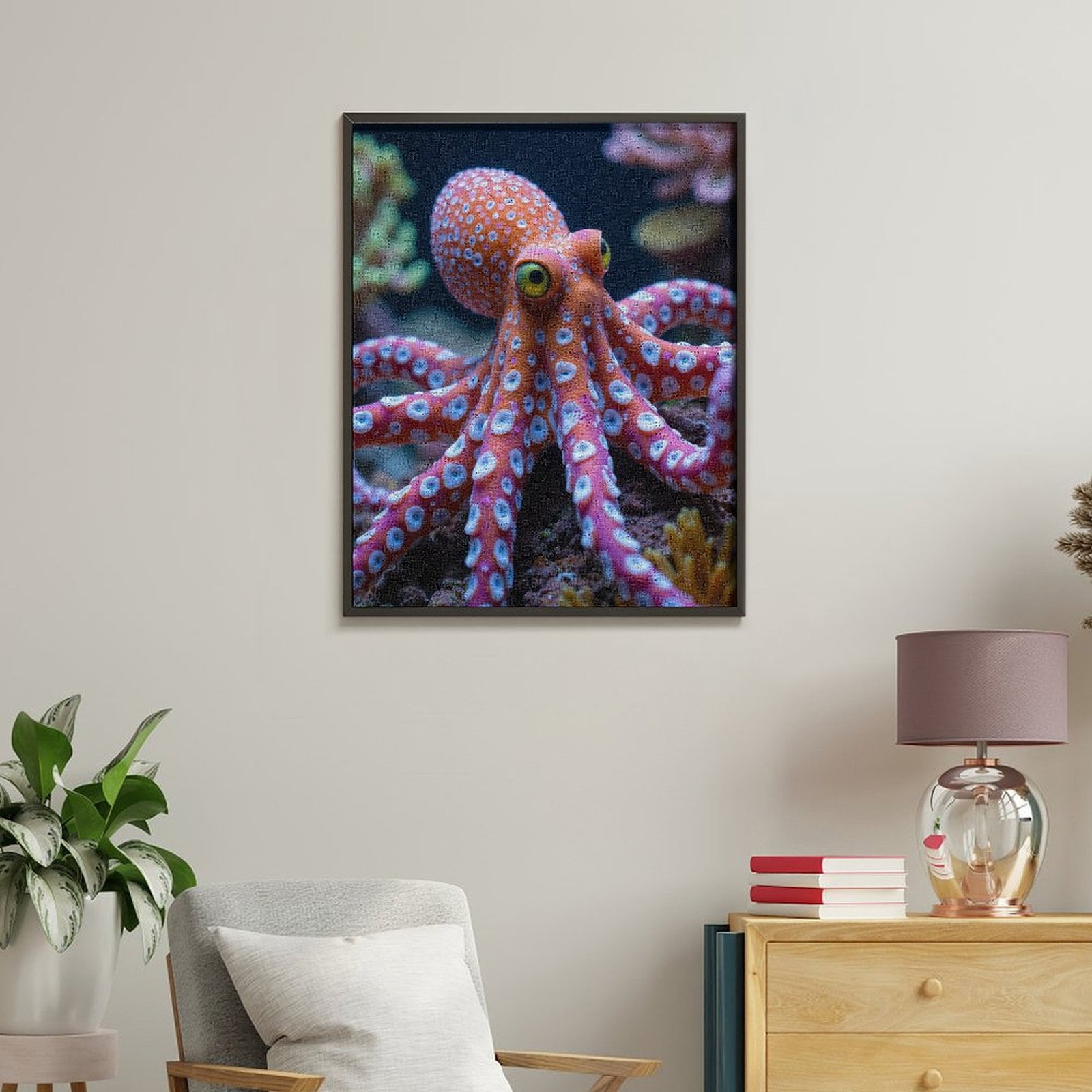 Paint by Numbers Kit for Adults, Octopus Vivid Coral Ocean Scene Paint by Numbers, Easy Paint by Numbers Kit for Adults Beginner, DIY Adult Paint by Number Kits on Canvas, Home Decor