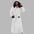 thumbnail image 2 of LangJing Mens Plush Hooded Robes Full Length Fleece Hooded Bathrobe Thick Warm Cozy Bath Shower Robe Absorbent Quick Dry Outdoor White,S, 2 of 6