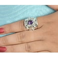 thumbnail image 3 of Navya Craft Amethyst Oval Silver Statement Ring 925 Sterling Silver Handmade Women Statement Ring, Purple Gem Stone Ring Size 6.0, 3 of 4