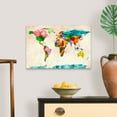 thumbnail image 4 of Great Big Canvas "World Map Watercolors"  by Michael Tompsett Teal Pink   Wrapped Canvas Print Wall Artwork, 4 of 7