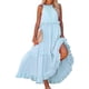 thumbnail image 3 of 2025 Vestido largo sin mangas para mujer, vestido de playa informal con volantes fluidos, vestido de poliéster de cintura alta, tallas S-XXL, 3 of 8
