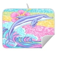 thumbnail image 5 of Ryvnso Whale Jumping Dish Drying Mat for Kitchen Countertop 16x18 Small Dish Pad Drainer Rack Dish Sink Mats, 5 of 7