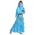 thumbnail image 4 of CUZIBR Toddler Girls Dance Performance Outfit Sets Belly Dance Kids Ethnic Dance Dress Stage For Children Clothes Sets,Sky Blue,7-10 Years, 4 of 5