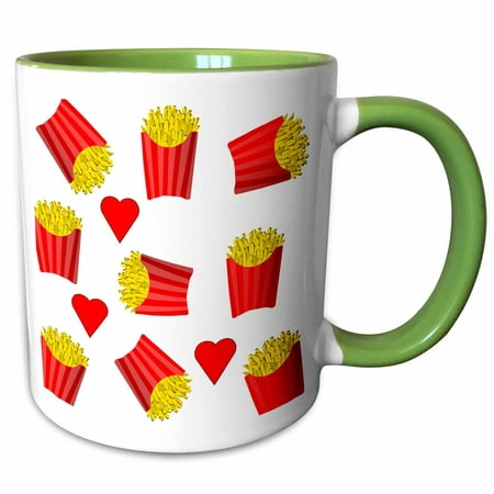 3dRose Image of Boxes Of French Fries Repeat Pattern - Two Tone Green Mug, (Best Way To Reheat French Fries In Microwave)