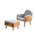 thumbnail image 1 of KidKraft 18560 Chaise de Lecture Rembourrée pour Enfant de Milieu du Siècle avec Ottoman de Rangement, Gris, 1 of 8