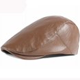 thumbnail image 4 of SikaFu New Men Women Beret Solid PU Leather Beret Hat Vintage Adjustable Beret Cap Retro Artist Painter Hat Ivy Newsboy Flat Cap, 4 of 6