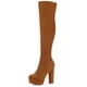 thumbnail image 1 of Botas altas hasta el muslo Perphy con tacón en bloque y plataforma Marrón 36, 1 of 4