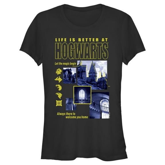 Junior's Harry Potter Life is Better at Hogwarts  Graphic Tee Black 2X Large