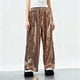 thumbnail image 1 of Cowsor Kid's Shiny Pleated Wide Leg Pants Party High Waist Trouser Folded Lightweight Outfit, 1 of 5