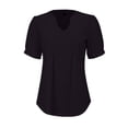 thumbnail image 5 of Womens T Shirts Womens V Neck Tops Puff Short Sleeve T Shirt Pleated Floral Printed Tunic Blouse Shirts Tops for Women, 5 of 6