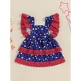 thumbnail image 4 of Bagilaanoe 4th of July Dress for Toddler Baby Girl Star Print Ruffle Sleeveless A-line Dresses 6M 12M 18M 24M 3T 4T Kids  Independence Day Patchwork Skirt, 4 of 8