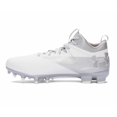 Under Armour Men's Nitro Mid MC Football Shoe, White/Grey, 10 D(M)US