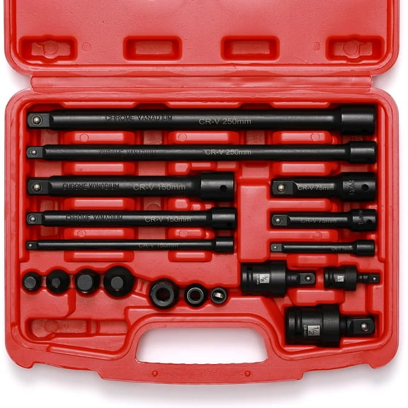 Mayouko 18-Piece Drive Tool Accessory Set, Socket Accessory Set, Includes Socket Adapters, Extensions, Universal Joints and Impact Coupler