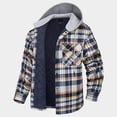 thumbnail image 3 of Futezty Men Lined Hooded Flannel Shirt Plaid Button Down Long Sleeve Winter Soft Fleece Warm Coat, 3 of 3