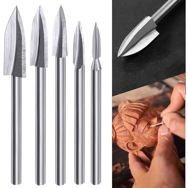 Tungsten Steel Router Bit Set, 90 Degree Engraving Bit With High Precision Grinding For Smooth Cutting, Engraving And Marking On Wood, Acrylic, Stainless Steel, And More (5 Pieces)