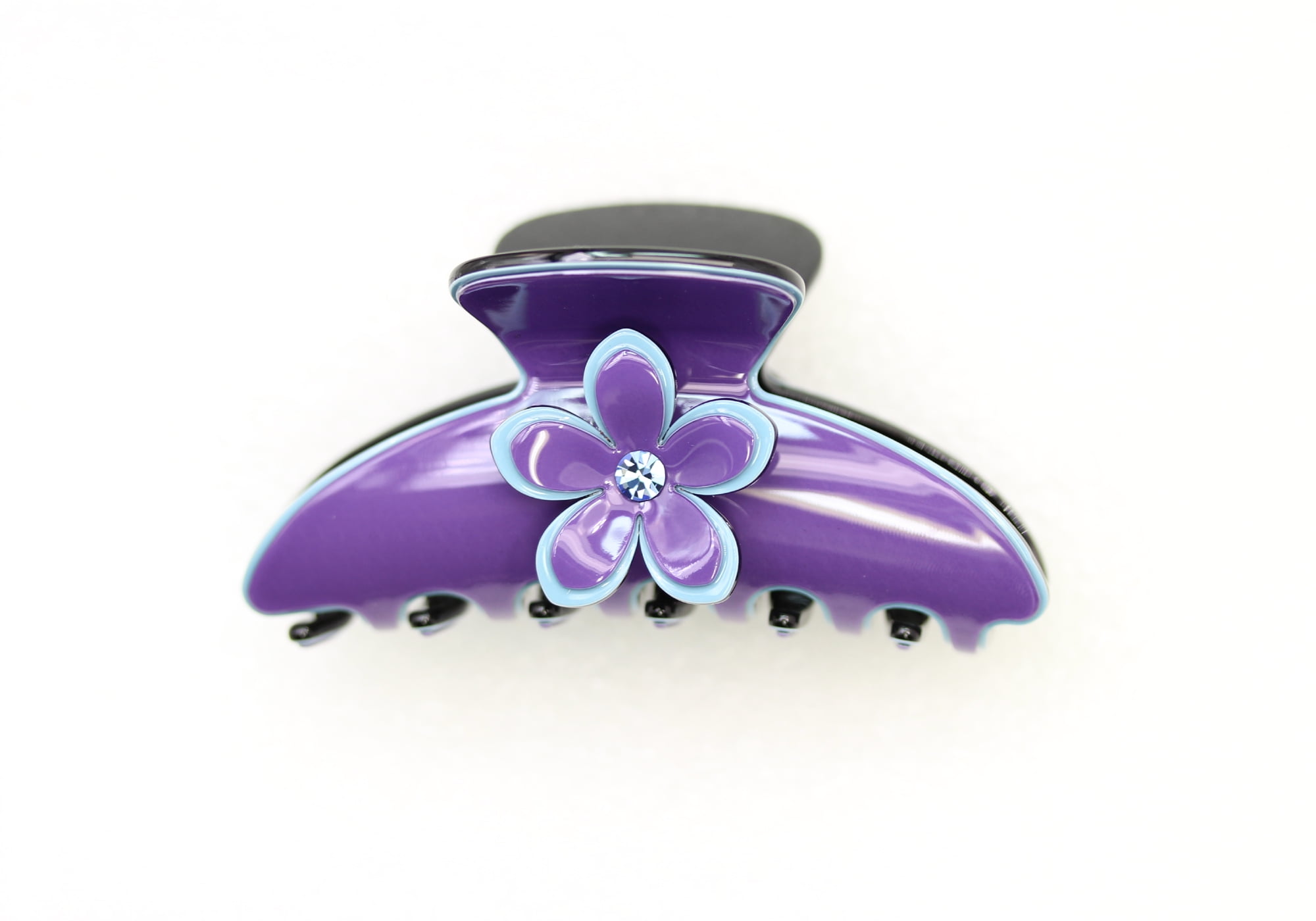 Faship Premium Rhinestone  Crystal Purple Cellulose Acetate Floral Art Deco Hair Claws Clips