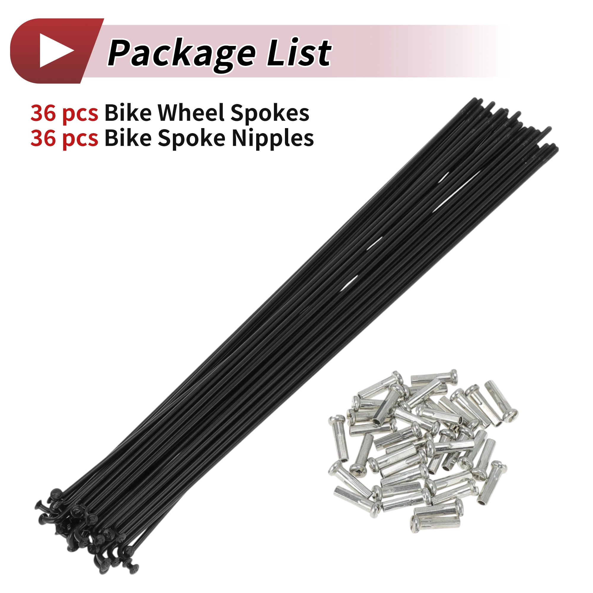 Unique Bargains 36Pcs J Bend with Nipple for MTB 14G Wheel Spokes Black 8.66"
