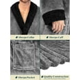 thumbnail image 6 of PAVILIA Mens Soft Robe, Plush Fluffy Fleece Bathrobe for Men, Long Sherpa Spa Robe with Shawl Collar (Two-Tone Gray), 6 of 9