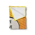 thumbnail image 2 of Live Laugh Love Soft Flannel Fleece Blanket, Comicbook Style Speech Bubble with a Words on Halftone Background, Cozy Plush for Indoor and Outdoor Use, 50" x 70", Orange Yellow Black, by Ambesonne, 2 of 5