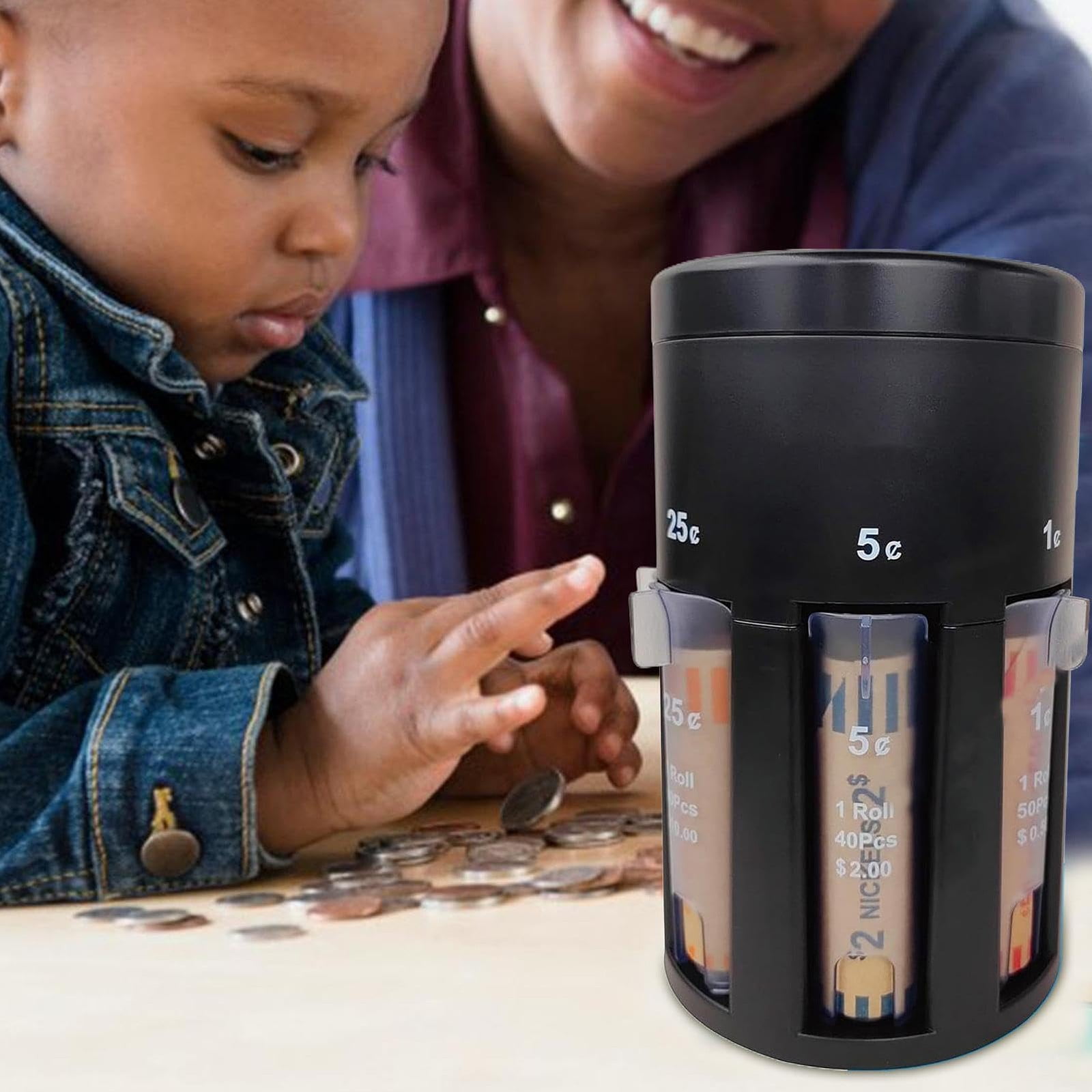 Automatic Coin Sorter With Coin Wrappers, Digital Coin Counter, Coin Organizer Change Counter Machine, Portable Coin Holder Coin Bank Jar Quickly & Accurate