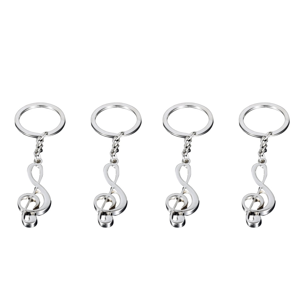 4PCS Musical Note Keychains Music Enthusiast Key Rings Pendant Key