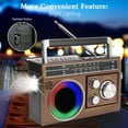 thumbnail image 3 of AM FM SW Radio Portable with Bluetooth Speaker, Illumination, USB TF Card Playing, Solar/USB-C Rechargeable Radios, Colorful Light, Transistor Radios Portable Emergency, Bluetooth Radio, 3 of 6