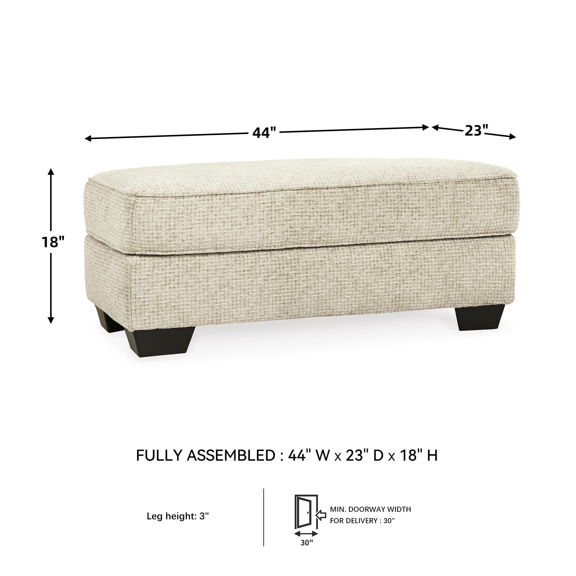 Signature Design by Ashley Monaghan Ottoman, Sandstone Chenille Upholstered Living Room Footrest