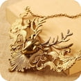 thumbnail image 3 of UDIYO Women Retro Statement Alloy Hollow Deer Head Pendant Insects Necklace Gift, 3 of 6