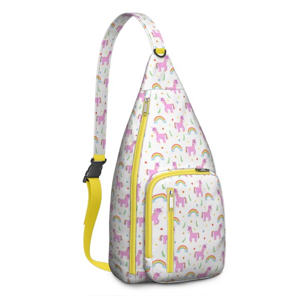 Mythical Horse Lover's Sling Bag - Unicorn & Rainbow Crossbody Backpack (Stylish Waterproof Design, Multi-Occasion Use)
