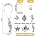 thumbnail image 2 of 12Pcs Ocean Theme Shower Curtain Rings Iron Shower Curtain Hooks Rings with Alloy Animal Pendants Starfish Fishbone Octopus Metal Shower Rings Hooks, 2 of 8